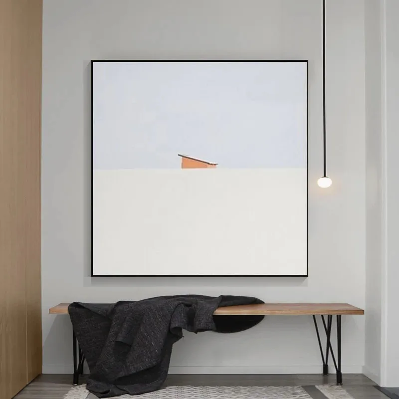 

Hazy Abstract Horizon Landscape Canvas Art Painting Poster Picture Living Room Office Bedroom Home Wall Decor Square Mural