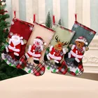 Новогодние и рождественские чулки, носки с принтом снеговика, Санта-Клауса, лося, медведя, рождественский подарок, мешок для камина, украшение для рождественской елки, 2022