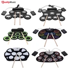 Набор барабанных подушек цифровой, электронный, компактный, складной, USB 7, силиконовая, с педалью