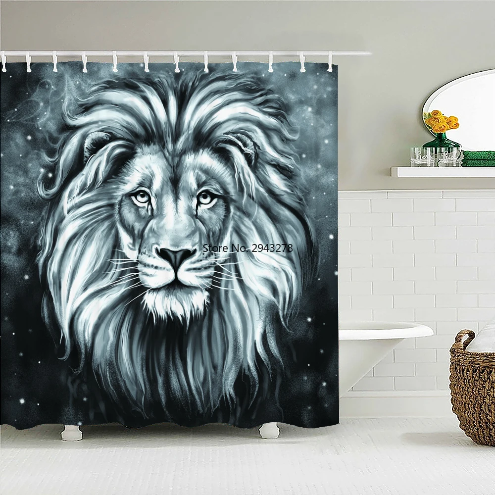 

lion Animal Printing Shower Curtains Decor Multi-size Shower Curtains Colorful Starry Sky Waterproof Bath Screen for Bathroom