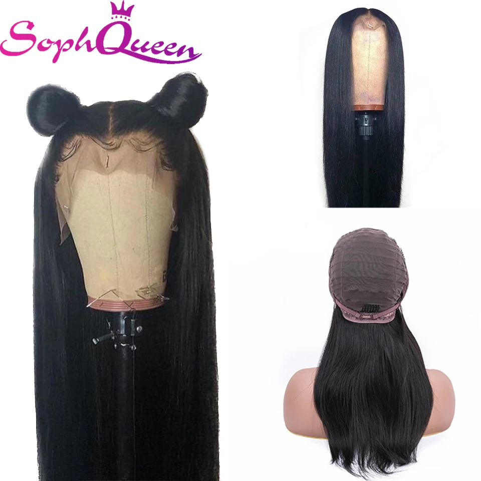 Soph queen 13*4 фронтальные человеческие волосы парики для черных женщин бразильские Remy прямые волосы фронтальные парики с волосами младенца