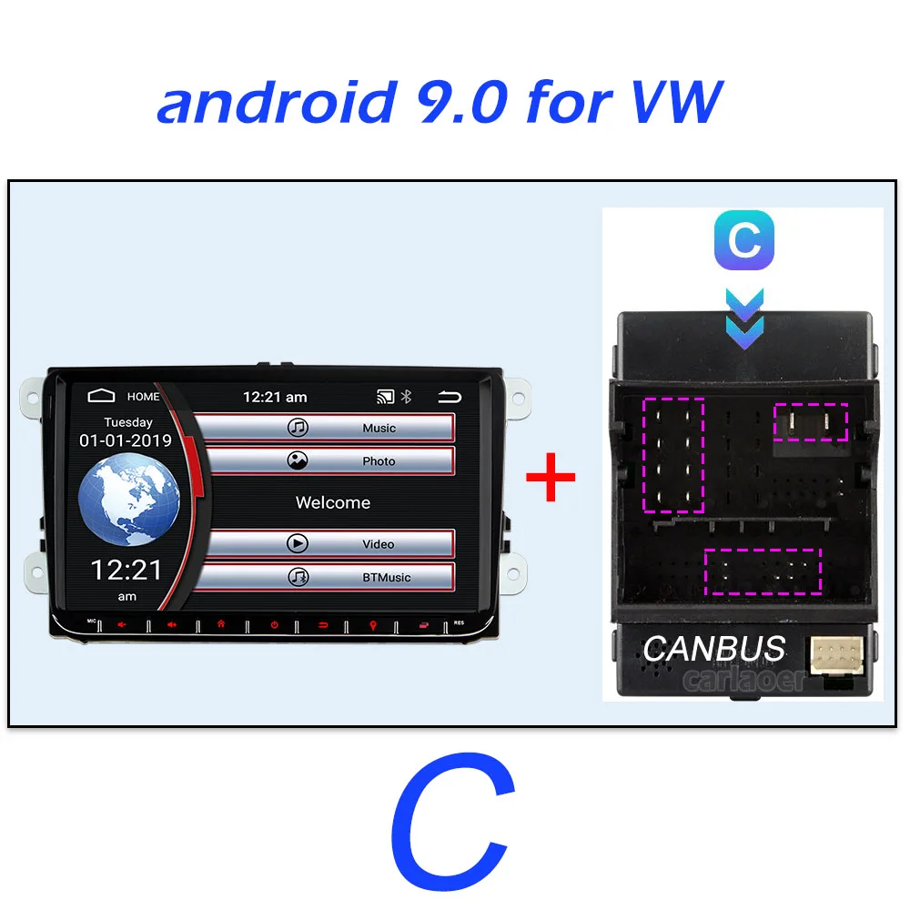 C Android 9,0 2Din для VW/Volkswagen/Golf/Polo/Tiguan/Passat/b7/b6/leon/Skoda/Octavia автомобильный Радио gps 2 DIN Автомобильный мультимедийный плеер - Цвет: C