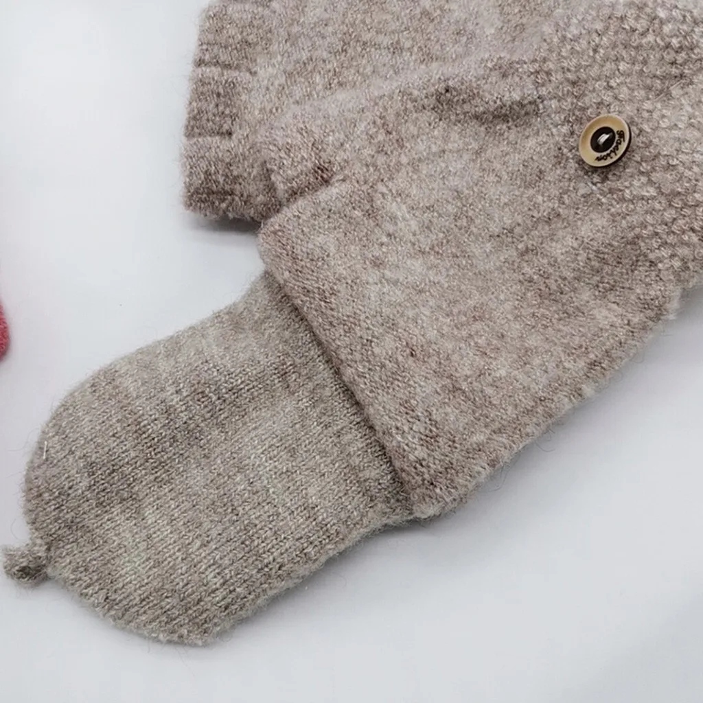 Baby Winter Gloves Child Kids Girl Boys 2-8 Years Half Finger Flip Cover Gloves Boy Warm Children Mittens Knitted Gloves