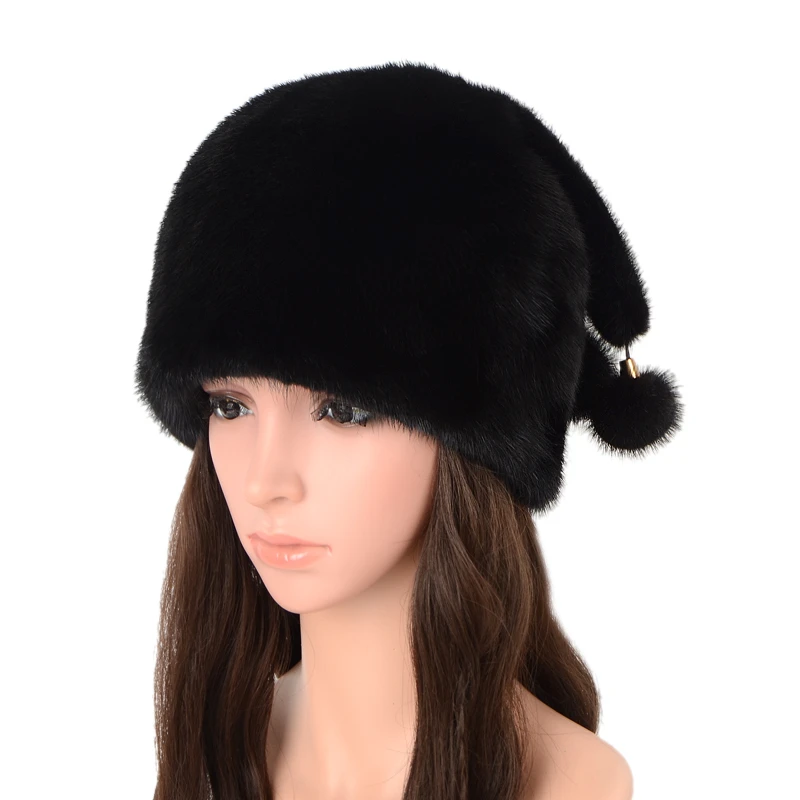 Fur Mink Fur Hat Women Solid Color Winter Warm Hat Women Real Fur Beanie Hat 2022 New Hat Wholesale Bonnets Fashion For Female