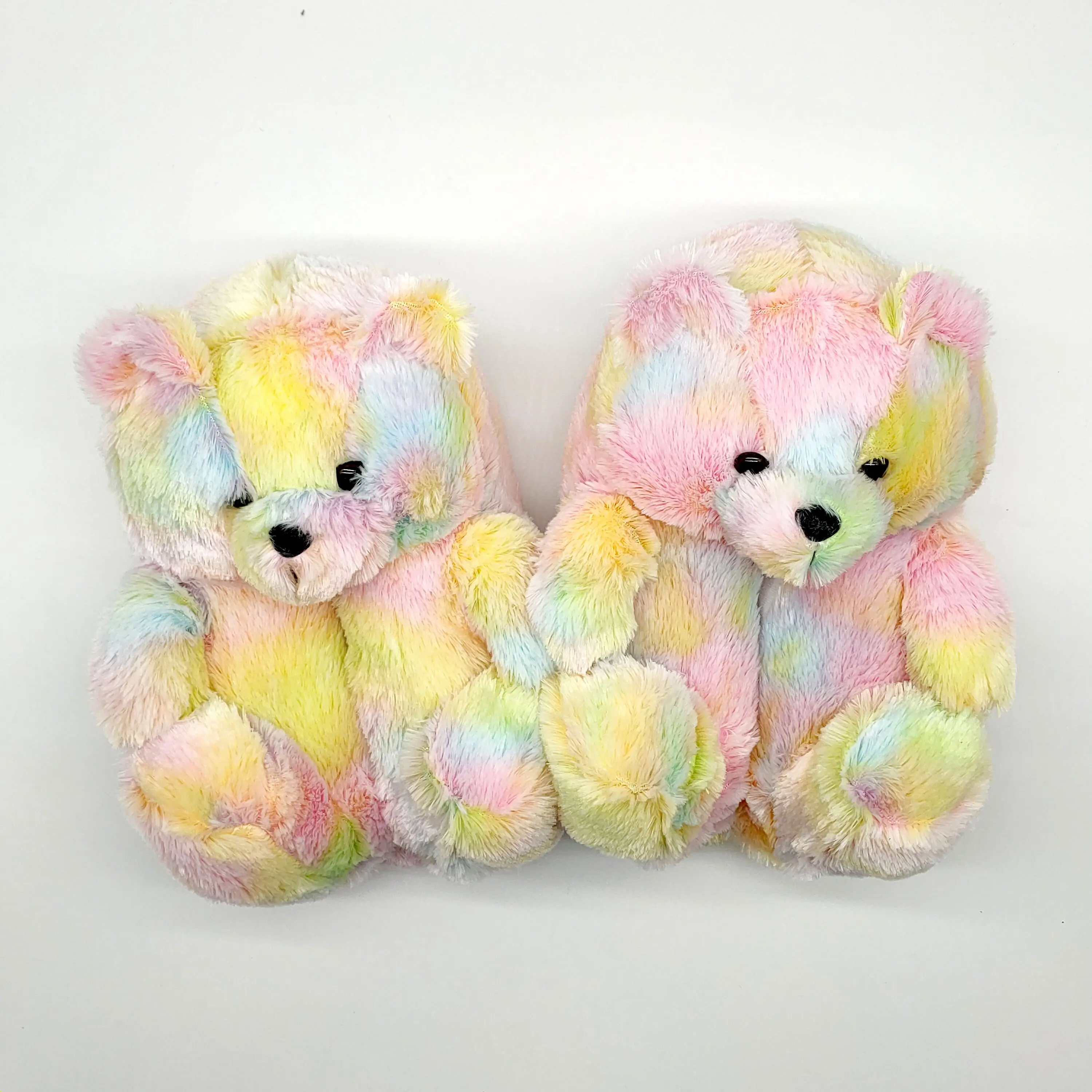 

Plush Teddy Bear Cute Rainbow Cartoon Bear Indoor Slippers Non-Slip Mute Bedroom Office Soft Warm Winter Autumn Thick Hot Sale