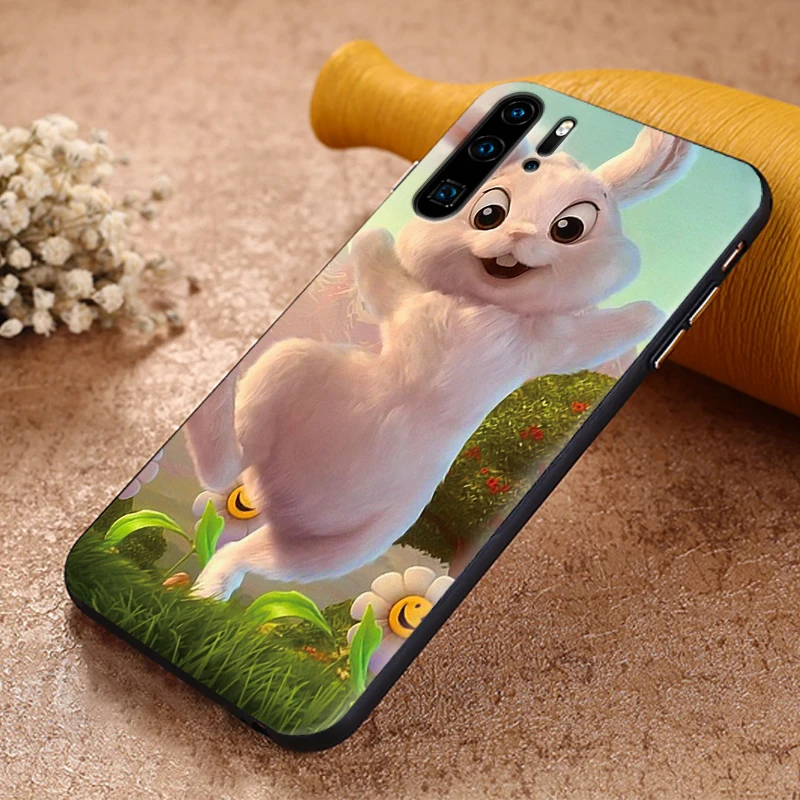 Силиконовые чехлы с рисунком белого кролика черного цвета для huawei Y6 Y7 Y9 Prime 2018 2019