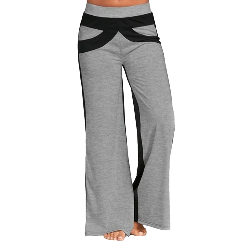

Women Pants Elastic Waist Loose Knit All-Season Flat Front Relaxed Wide-Leg Casual Home Pant Female Ladies High Waist Trousers