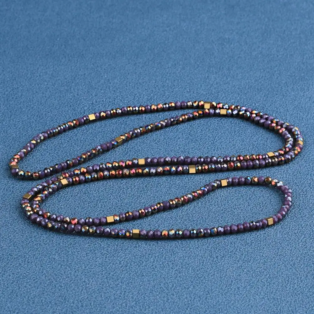 KELITCH очаровательные фиолетовые длинные пряди ожерелья ручной работы хрустальные