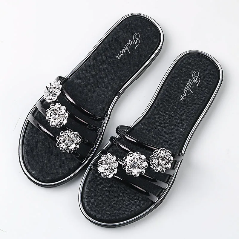 

Slippers Women with Flowers 2021 New Summer Net Red Tide Sandals and Slippers Flat Lazy Slippers Beach Shoes The Word Drag