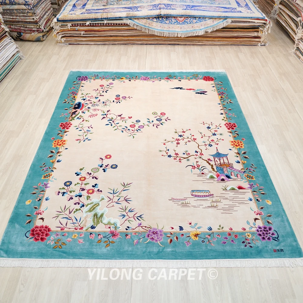YILONG 8'x10' Vintage Art Deco Hand Knotted Oriental Chinese Silk Rugs | Дом и сад