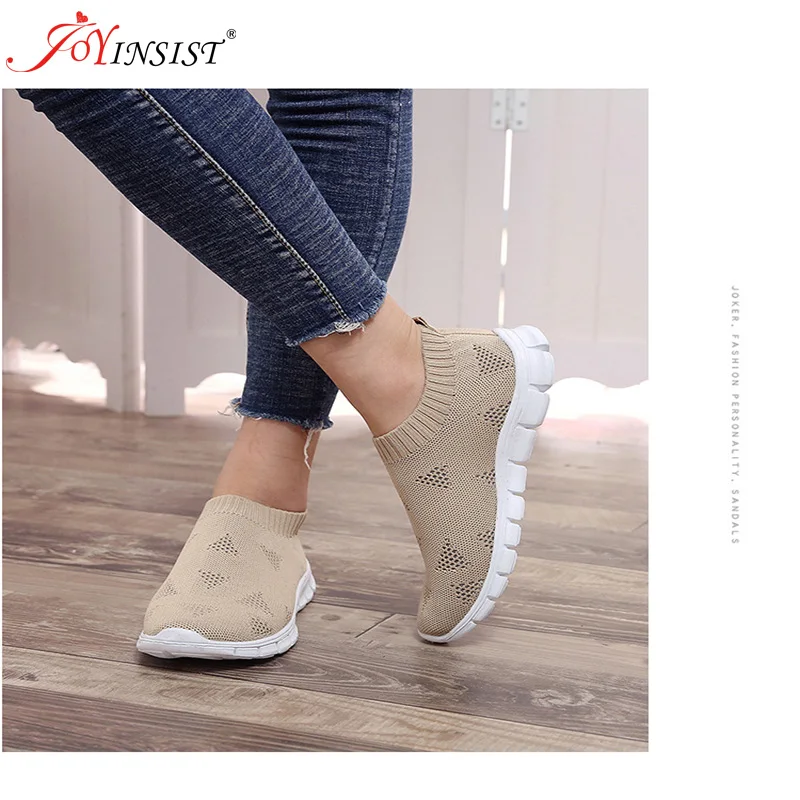 Women Shoes Knitting Sock Sneakers Women Spring Summer Slip On Flat Shoes Women Plus Size Loafers Flats Walking krasovki Famela