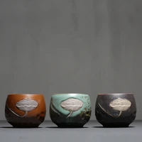 160ml retro stoneware relief cup japanese classic lotus mini single tea cup creativity home tea bowl master cup