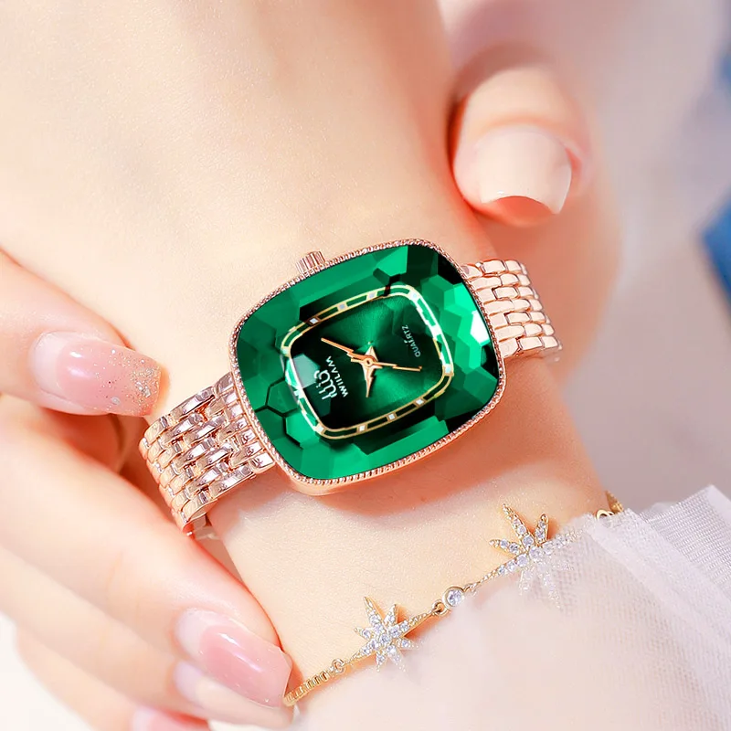 

WIILAA Green Diamond Luxury Women Quartz Watch 2023 Montre Bracelet Femme Ladies Wrist Watches For Female Clock Relogio Feminino