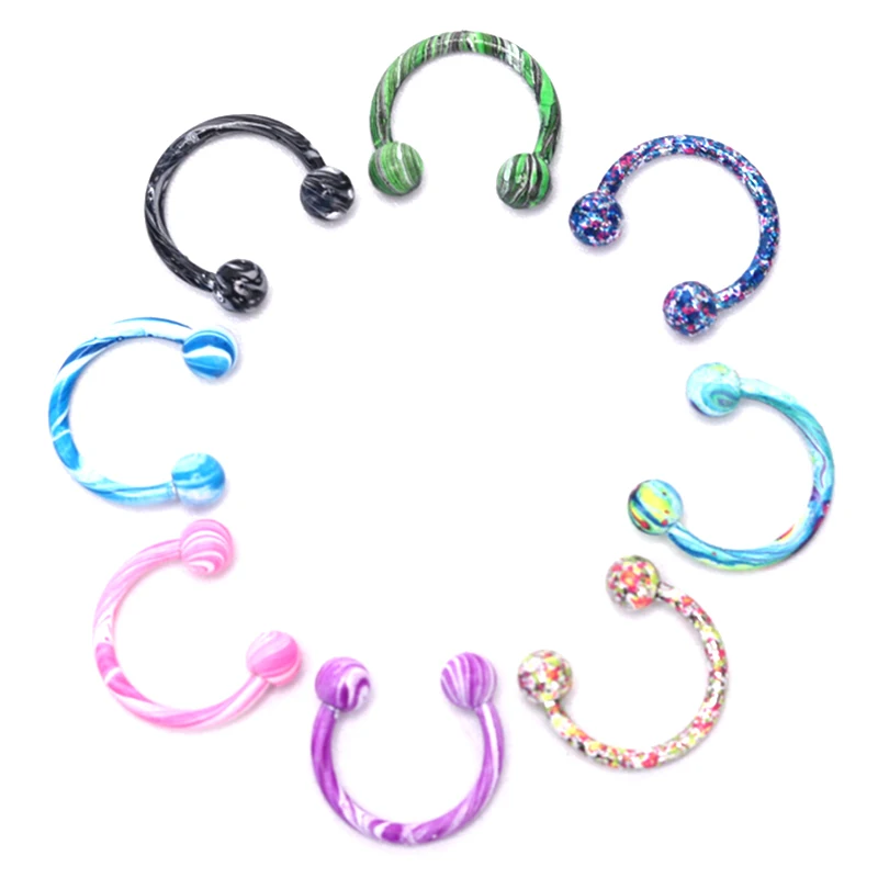 

8Pcs/Set Stainless Steel Lip Nose Hoop Balls Body Piercing Jewelry Horseshoe Bar Ear Ring Belly Button Femme 3 Styles