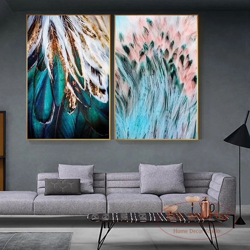 

Abstract Feathers Luxury Posters And Prints Canvas Painting Wall Pictures For Living Room Modern Decorative Home Decor Quadro