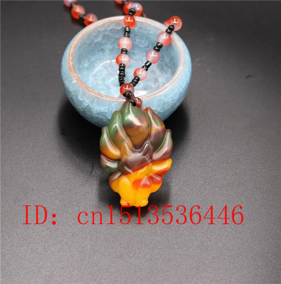 Китайский Цветной кулон с нефритовой лисой ювелирное изделие ручная работа