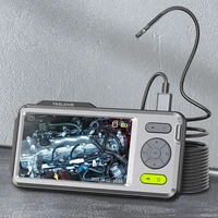 teslong 1080p 5 ips screen 5mm dual lens endoscope inspection camera waterproof borescope 5m 7 leds built in microphone 32gb