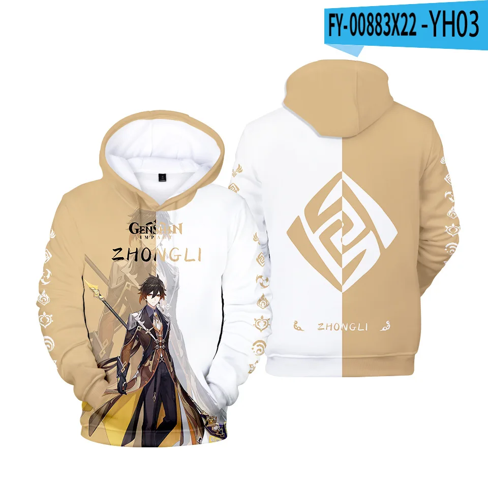 

Genshin Impact Hoodies Cosplay Costume Hutao Tartaglia Klee Diluc Venti Xiao Zhongli Xingqiu Ganyu Kaeya 3D Sweatshirt tops