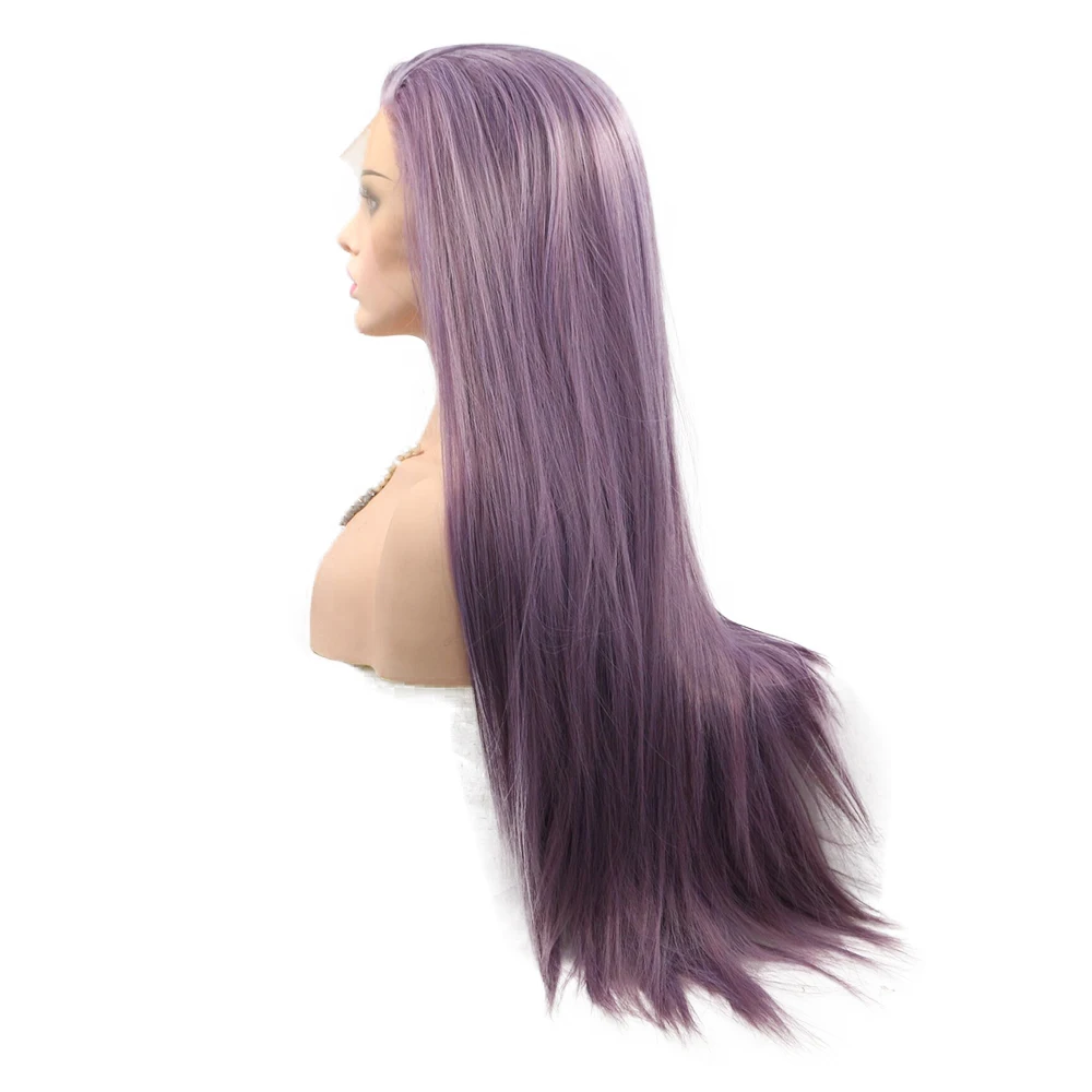 

Body Wave Lolita Highligh Hair Dark Light Purple Synthetic Lace Front Wig Curly Cosplay Frontal Glueless Wigs For Black Women