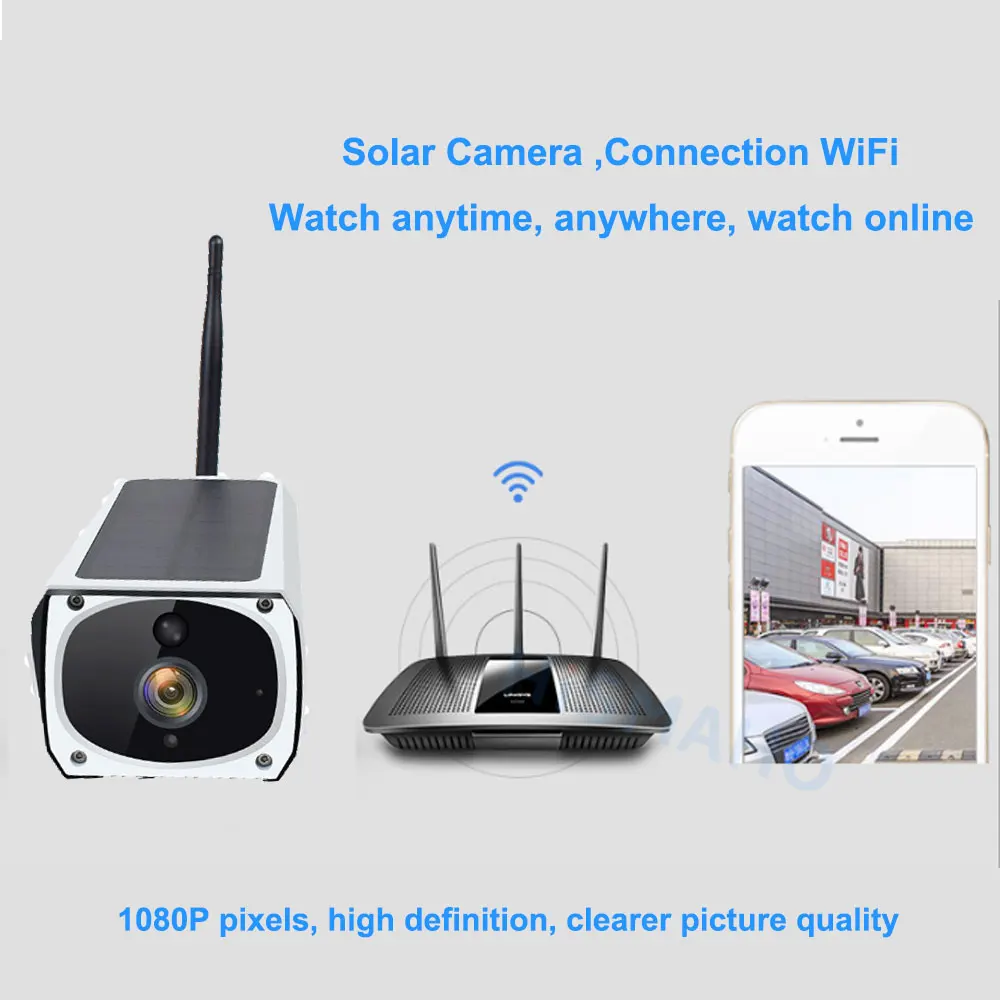 Наружная Wi Fi IP камера на солнечной батарее 1080P HD зарядка аккумулятора