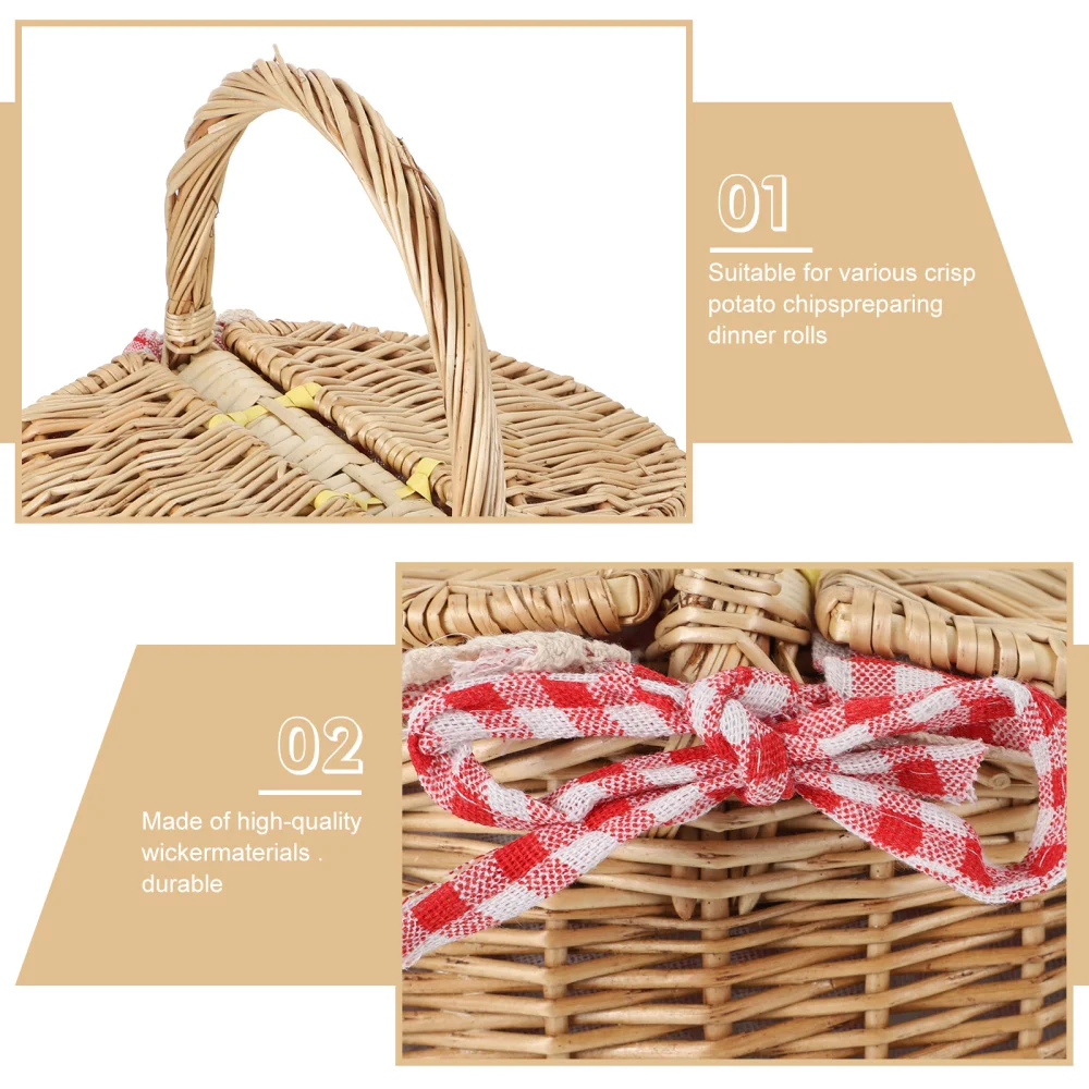 

1pc Retro Style Home Organizer Basket Fruit Basket Food Serving Basket Decor