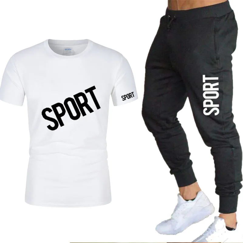 

Men's sportswear 2-piece printed brand shirt short-sleeved sportswear casual hedging T-shirt top 2021 fashion men's suit
