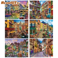ruopoty diy 4050cm city street painting by numbers landscape handpainted on canvas home decor unique gift