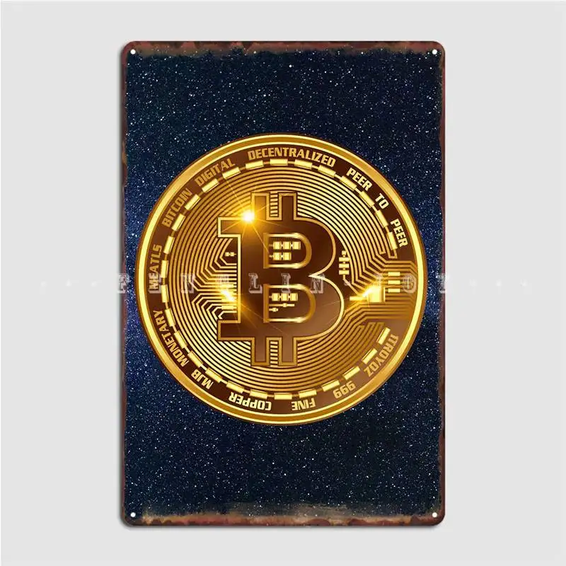

Bitcoin In Galaxy Space Metal Sign Wall Decor Pub Cinema Vintage Tin Sign Poster