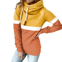 patchwork hooded sweatshirt women autumn winter new fashion long sleeve drawstring hoody tops lady streetwear casual pullover