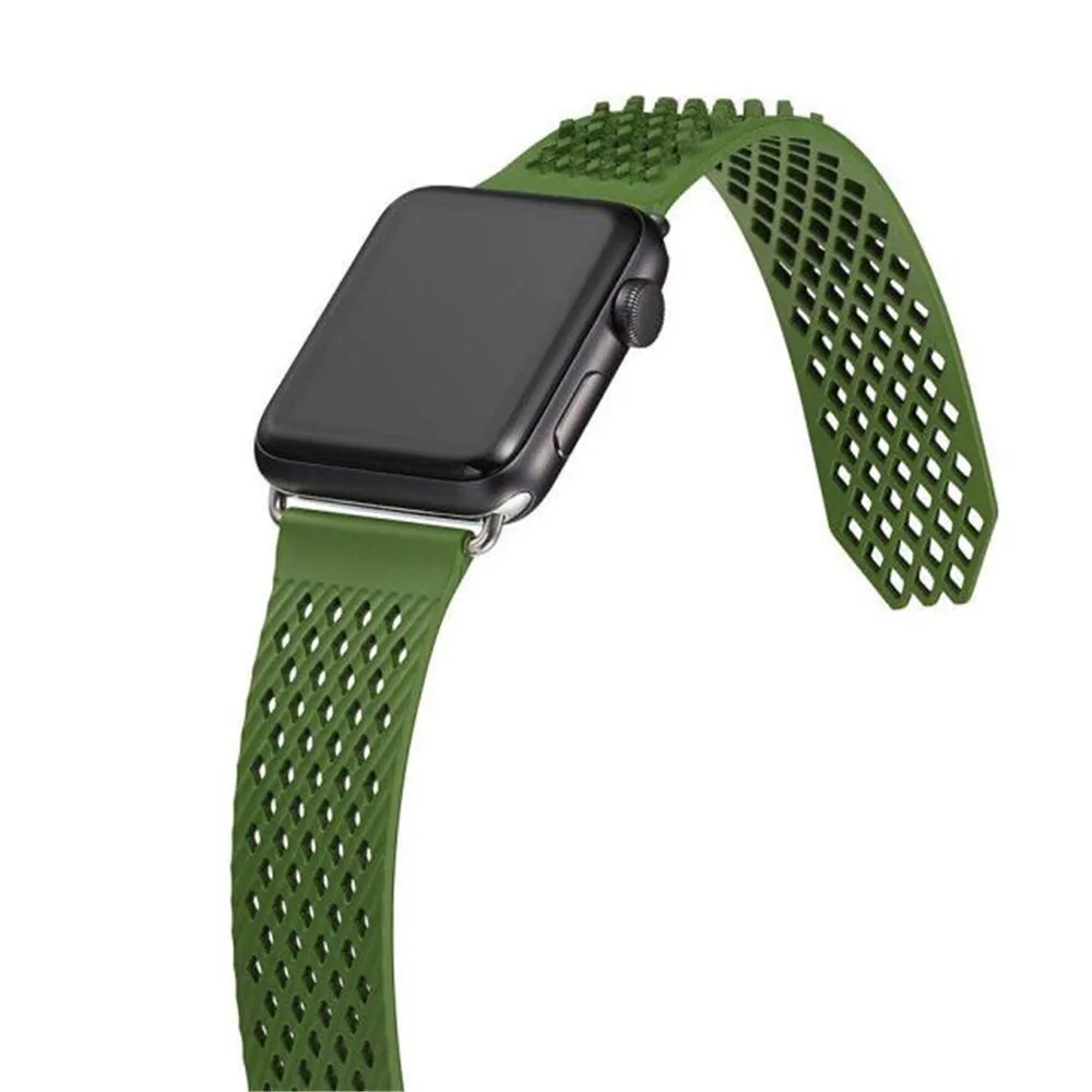 Ремешок силиконовый для Apple Watch Series 1 2 3 4 стильный спортивный браслет iWatch 38 мм 40 42 44