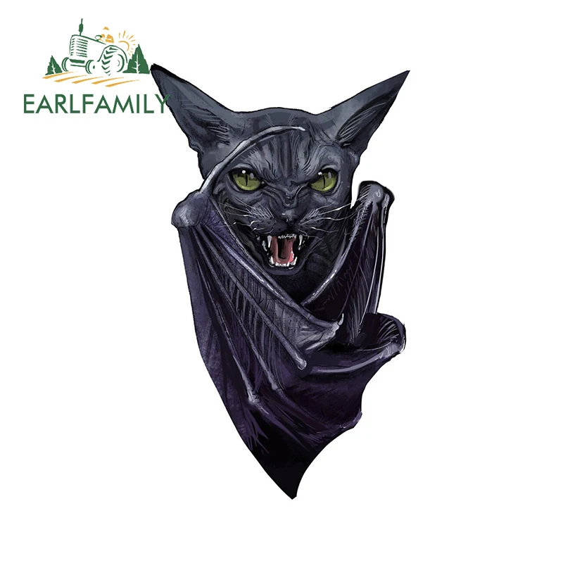 

Виниловая наклейка для багажника автомобиля EARLFAMILY, 13 см х 7,8 см, летучая мышь, кошка, лобовое стекло наклейки на фургон, холодильник, лобовое ...