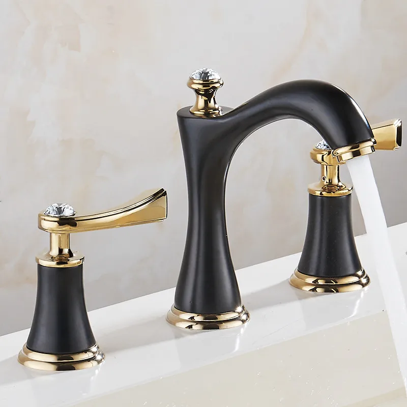 Смеситель для ванной латунный с двойной ручкой кран раковины горячей и холодной