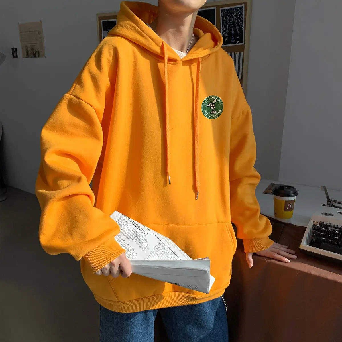 Мужская толстовка с капюшоном Privathinker однотонный свитшот в корейском стиле