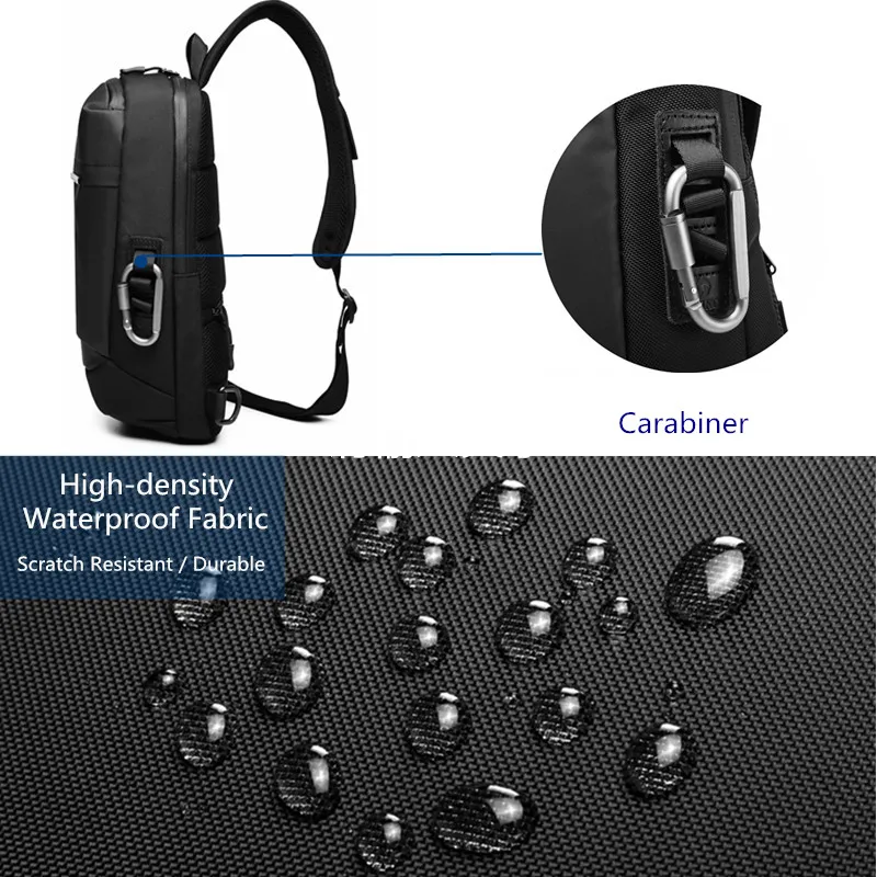 

OZUKO New Crossbody Bags Men Fashion Messenger Sling Bag Male Waterproof Short Travel Chest Bag USB Single Shoulder Strap Pack