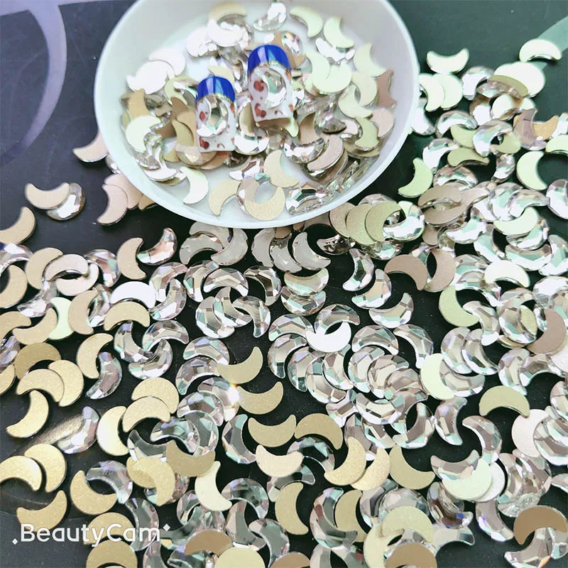 Большая упаковка 1000 шт. Супер Блестящие Стразы для ногтей в форме Луны 5 5x8 мм