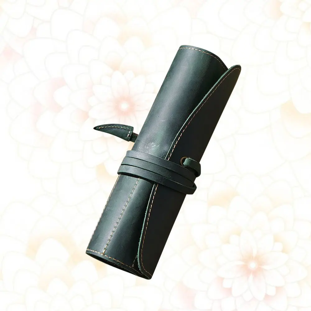 

Vintage Retro Roll Leather Pen Pouch Holder Pencil Bag Pen Case for Rollerball Fountain Ballpoint Pen