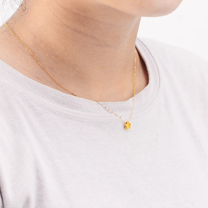 

New 24K Yellow Gold Pendant 999 Yellow Gold Star Pendant Lucky Star Pendant