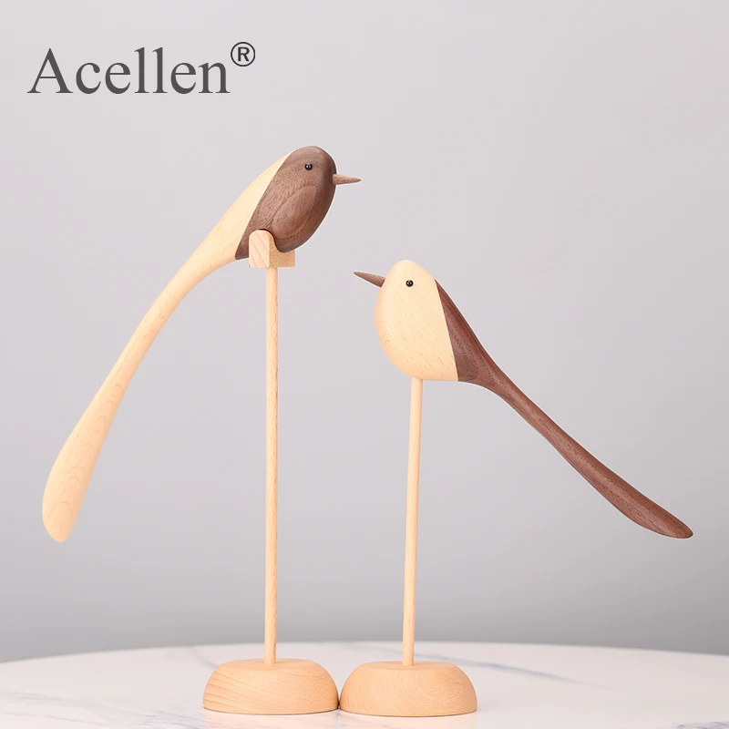Скандинавская фигурка птицы с длинным хвостом деревянные скульптуры стол