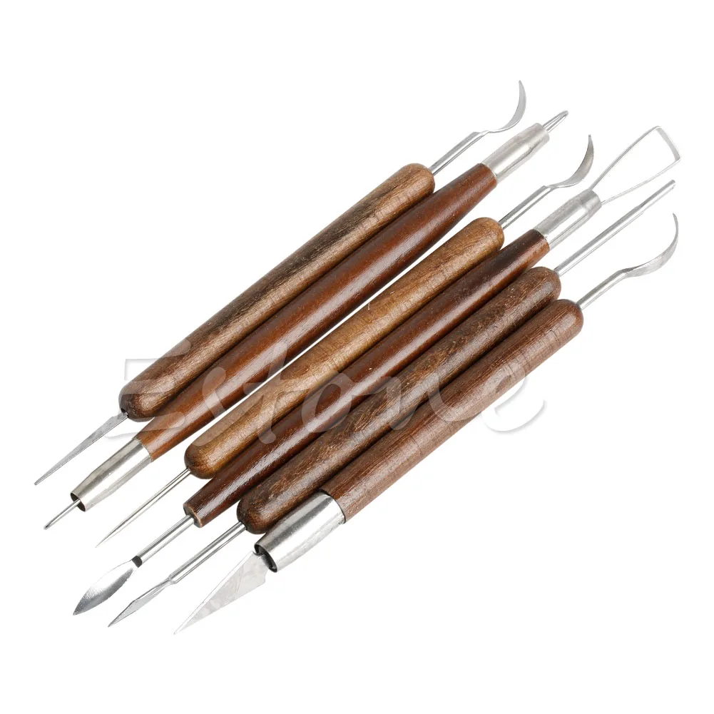 

New 6pcs Clay Sculpting Set Wax Carving Pottery Tools Shapers Polymer Modeling 62KC