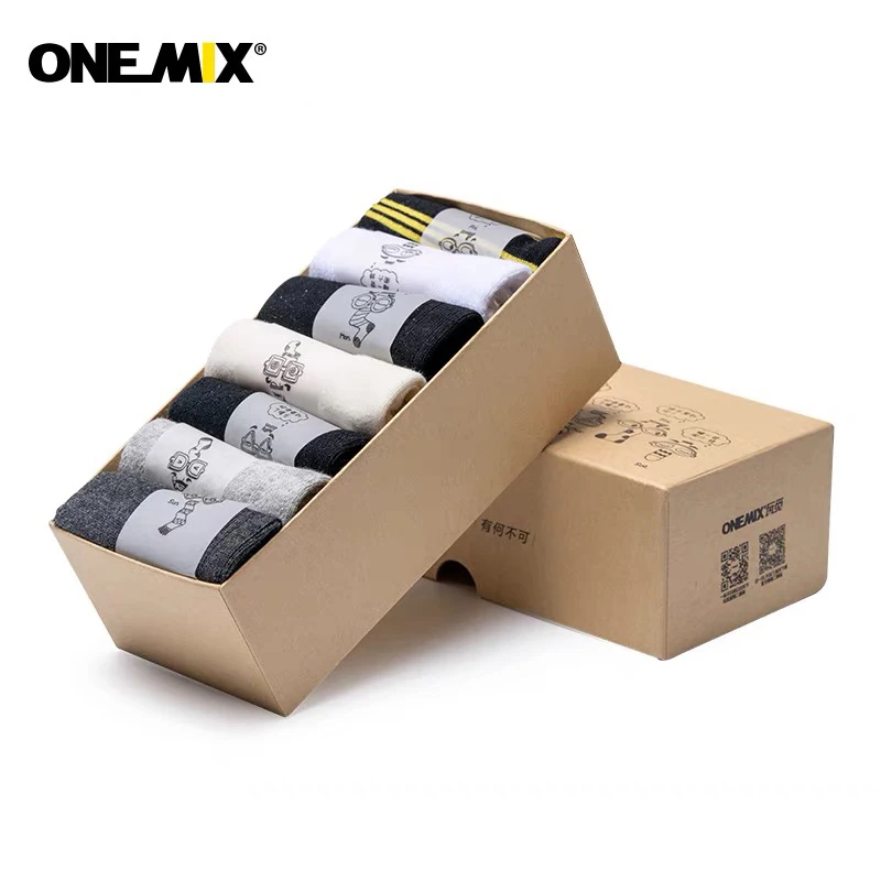 onemix men's running socks pure cotton week socks 7 pairs/lot for 7 days wearing for outdoor jogging walking ship on random