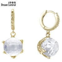dreamcarnival1989 new arrive drop earrings for woman clear white special cut dazzling cz elegant gold engagement jewelry we3819g