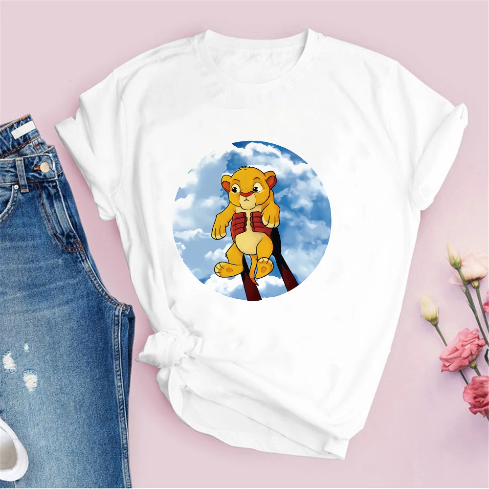 Женская футболка с коротким рукавом и круглым вырезом мультяшным принтом |