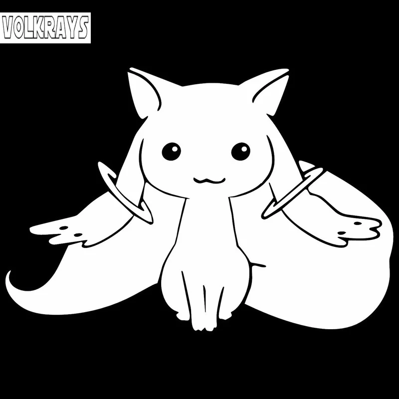 

Милые автомобильные наклейки Volkrays, аниме аксессуары Madoka Magica Kyubey, Светоотражающие Водонепроницаемые виниловые наклейки черного/серебристо...