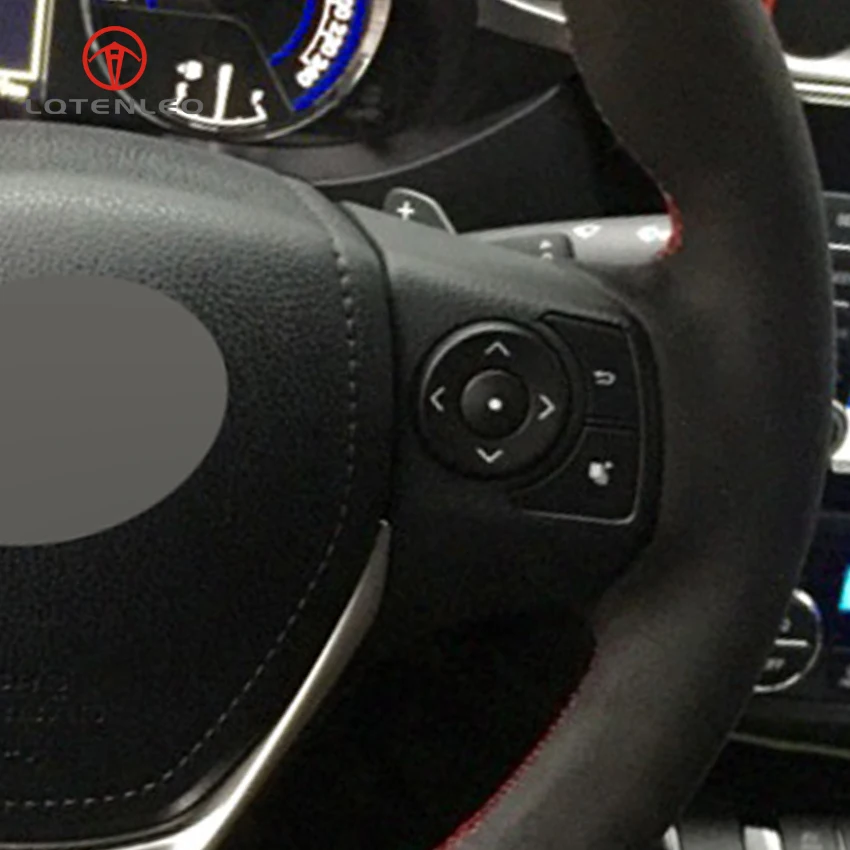 LQTENLEO черный замшевый чехол рулевого колеса автомобиля DIY для Toyota RAV4 2013 2019 Corolla 2014
