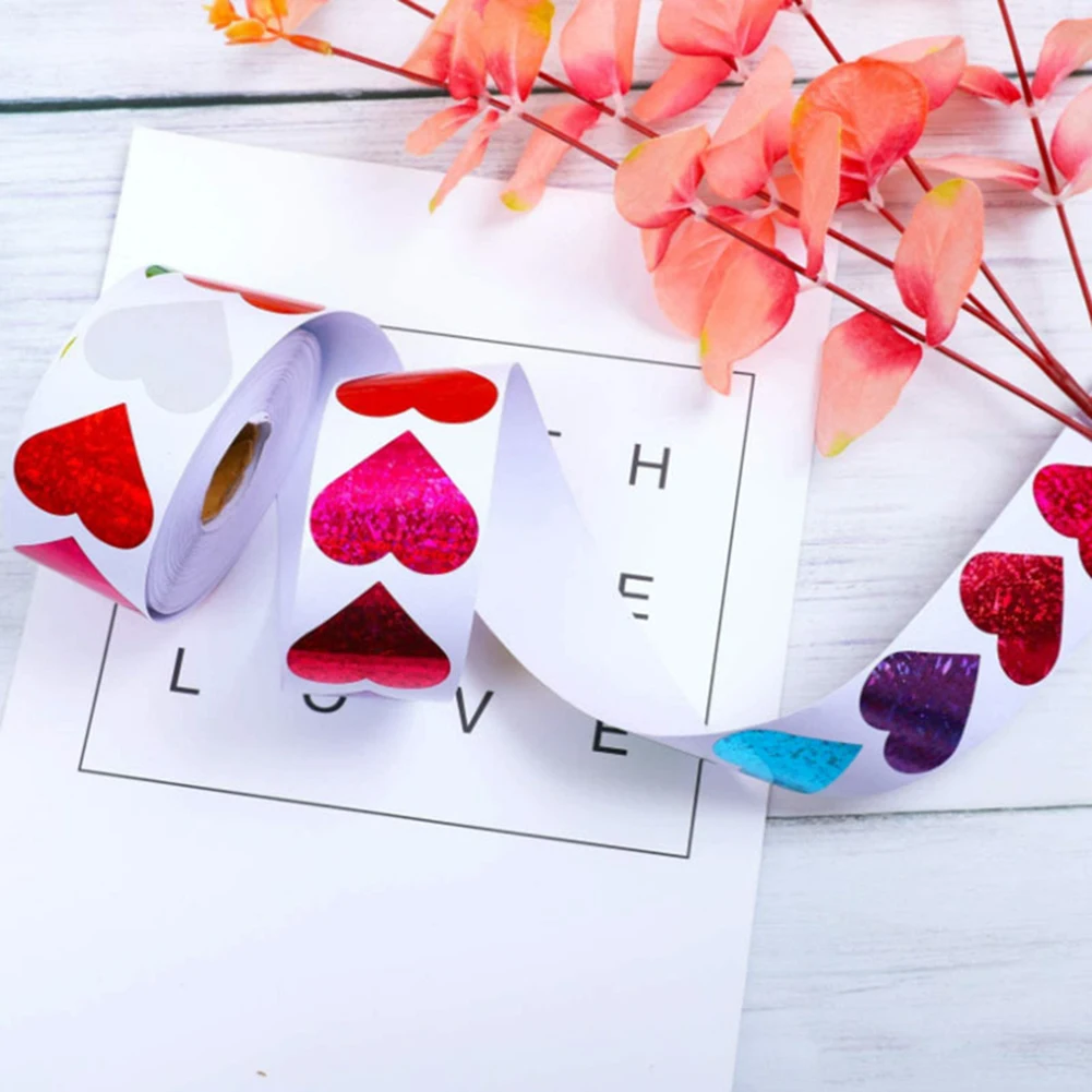 

500pcs/roll Love Heart Shaped Label Sticker Scrapbooking Gift Packaging Seal Birthday Party Wedding Supply Stationery Sticker