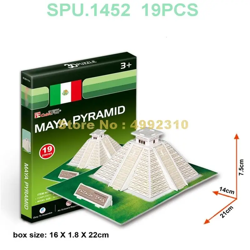 19 шт. Пирамида майя из всемирно известной архитектуры 3d бумажная игрушка пазл