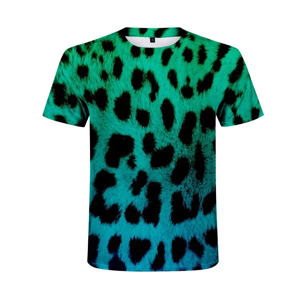 

2021 Summer Ladies 3D Leopard Print Sexy T-shirt Men and Women Funny Breathable Casual Sports Shirt Street Couple Clothing Shirt