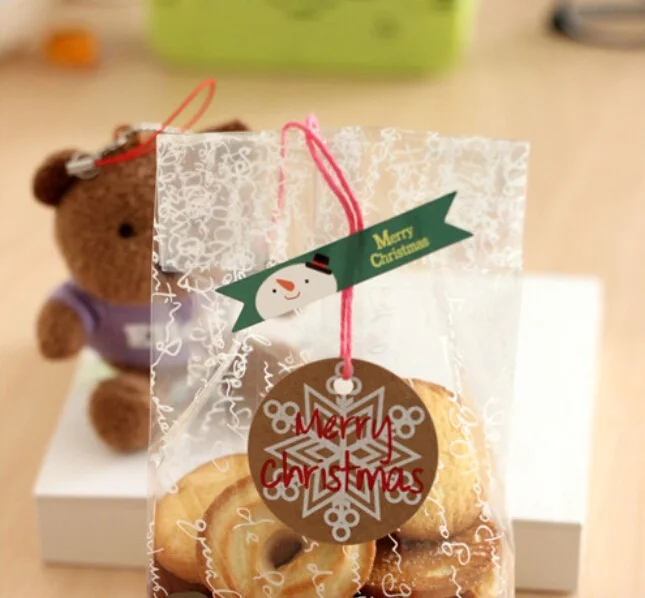 120 шт./лот Популярные Новогодние Стикеры из крафт бумаги с Санта Клаусом и