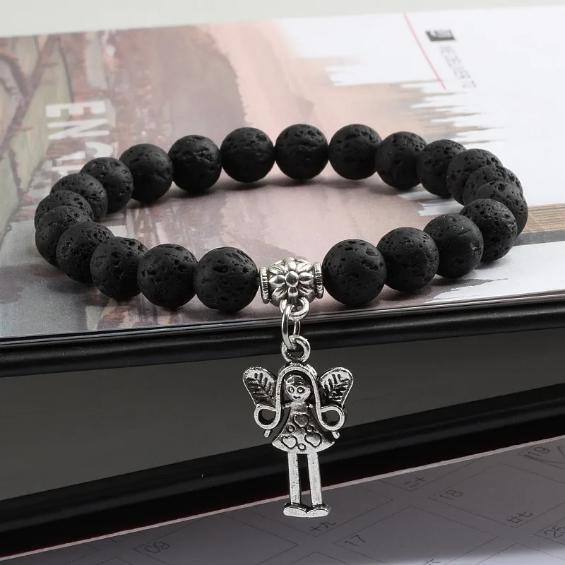 Шарм для мужчин и женщин натуральный камень браслет из бисера Ангел Кулон