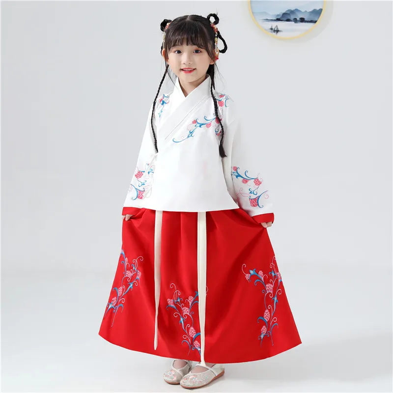 Hanfu/Детский костюм для девочек Костюм в китайском стиле Юбка Тан Утепленный
